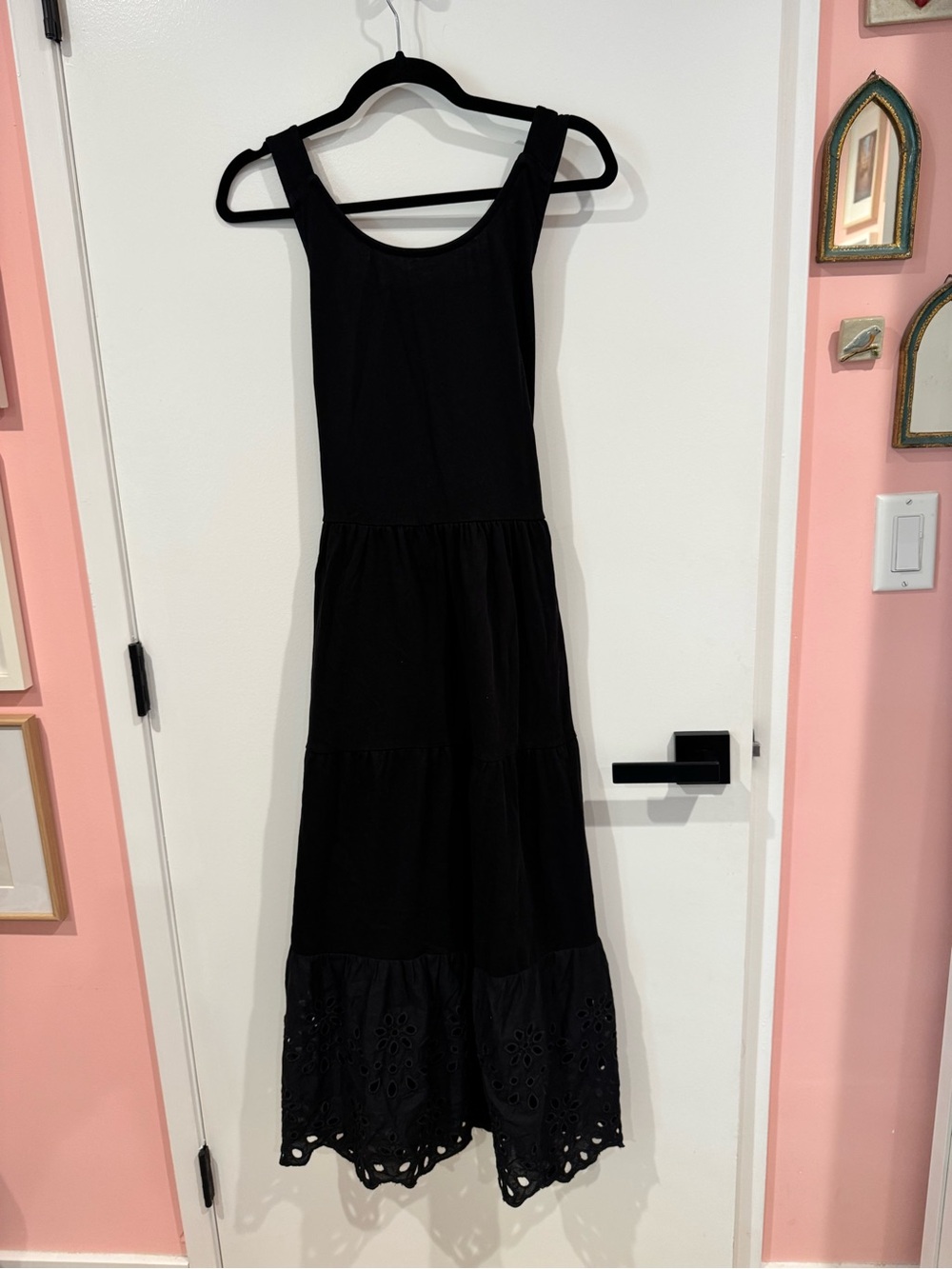 J. Crew Black Sleeveless Eyelet-Hem Maxi